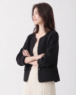 「兩色」「秋季新品 」 S-2XL 撞色滾邊圓領短版開襟衫