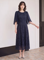 「秋季新品 」「3色」S-2XL 品質披肩袖收腰 | 蕾絲洋裝