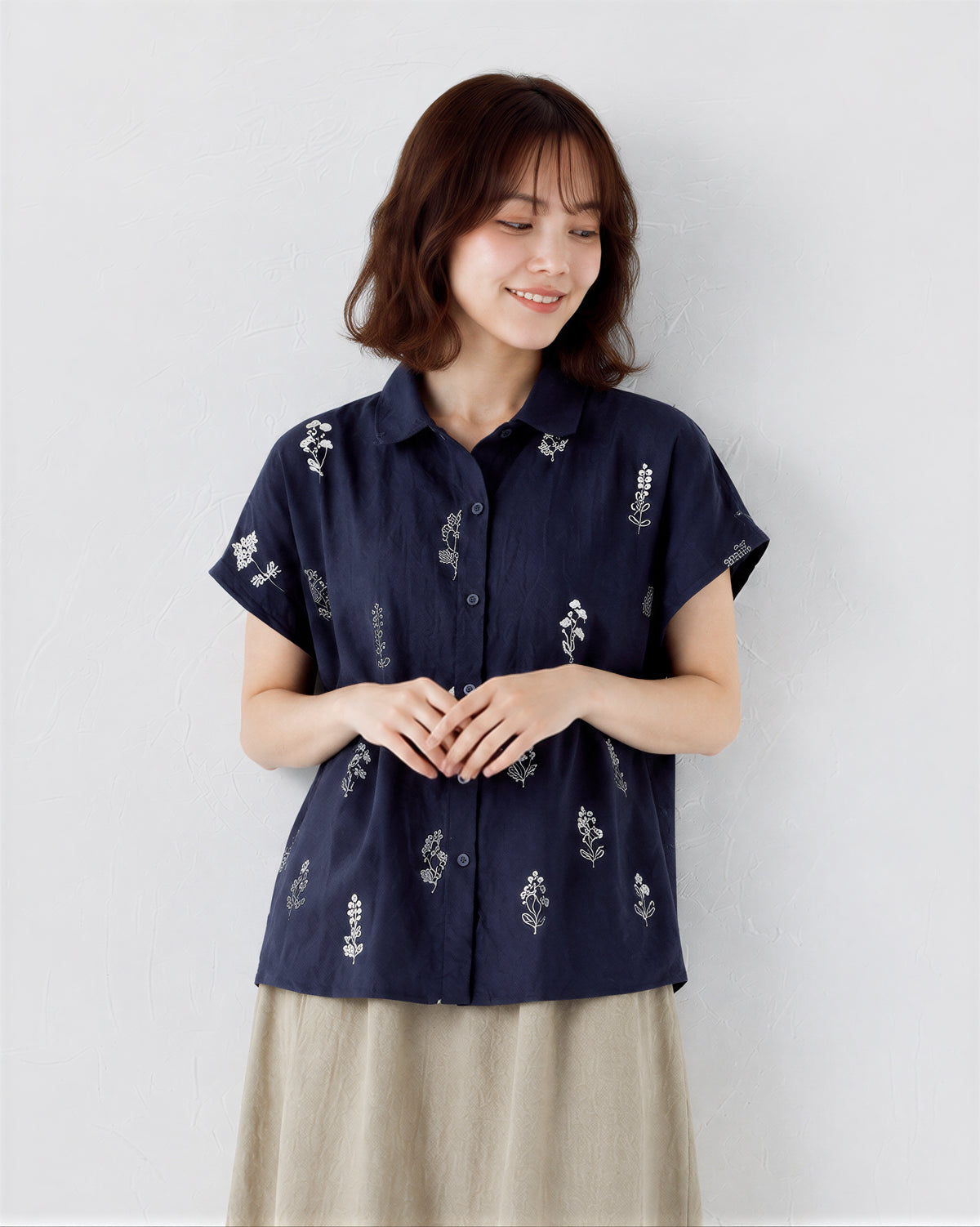 「兩色」M-3XL 小圓領 | 印花寬鬆短袖襯衫