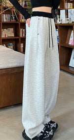 「多色」「秋季新品 」S-2XL 高腰抽繩寬褲衛褲