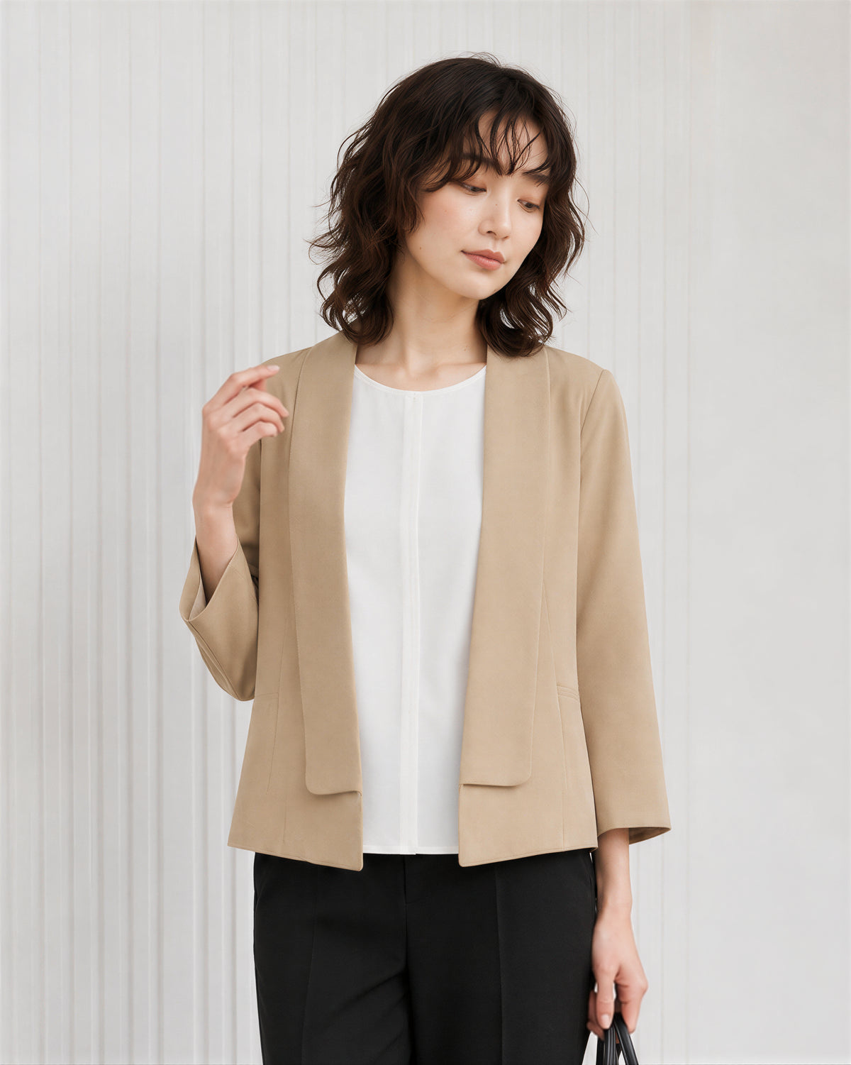 「秋季新品 」「兩色」S-2XL 品質短版開襟七分袖西裝外套