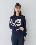 「秋季新品 」撞色蝴蝶結圓領針織衫