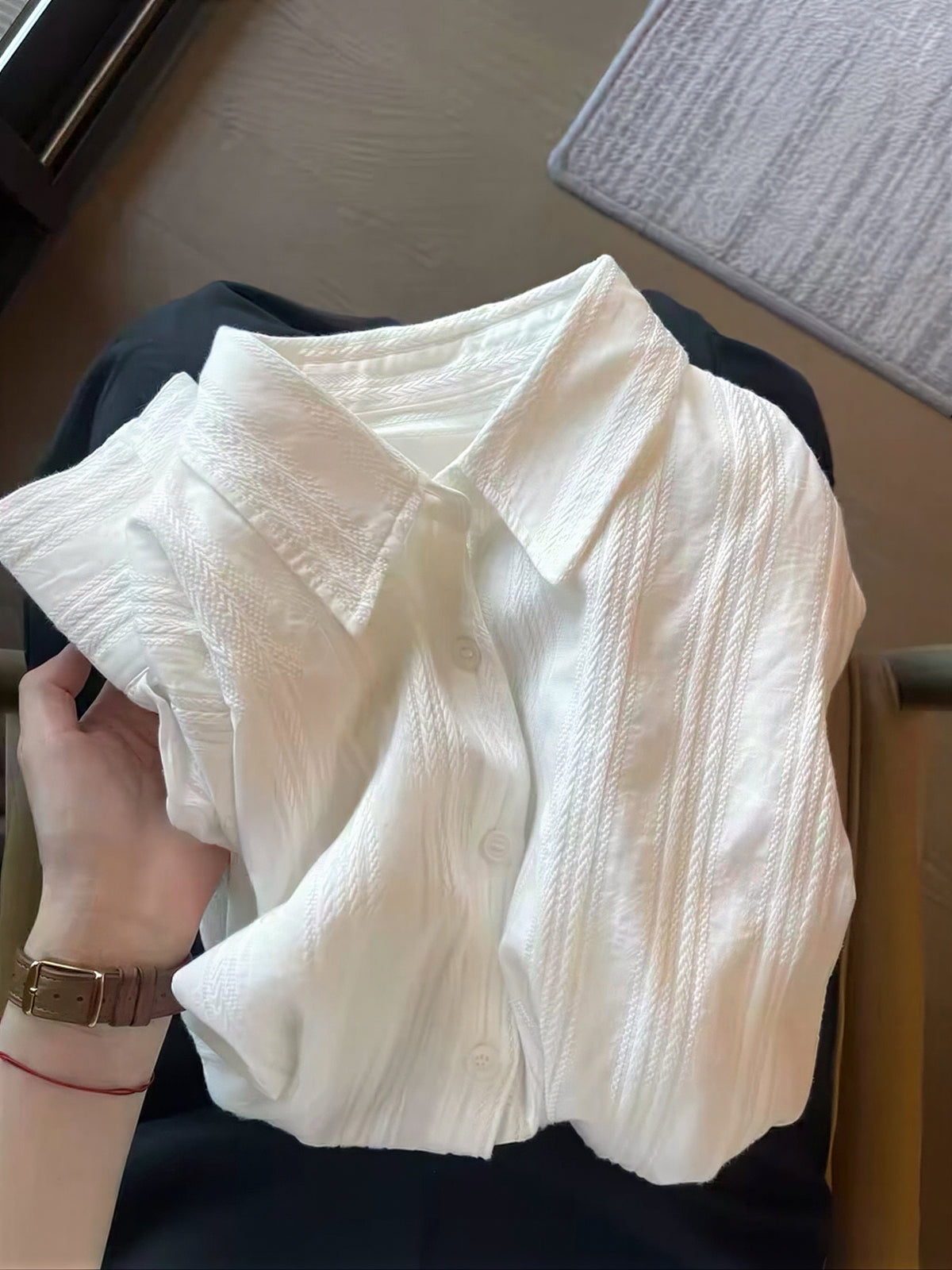 直紋肌理寬鬆襯衫