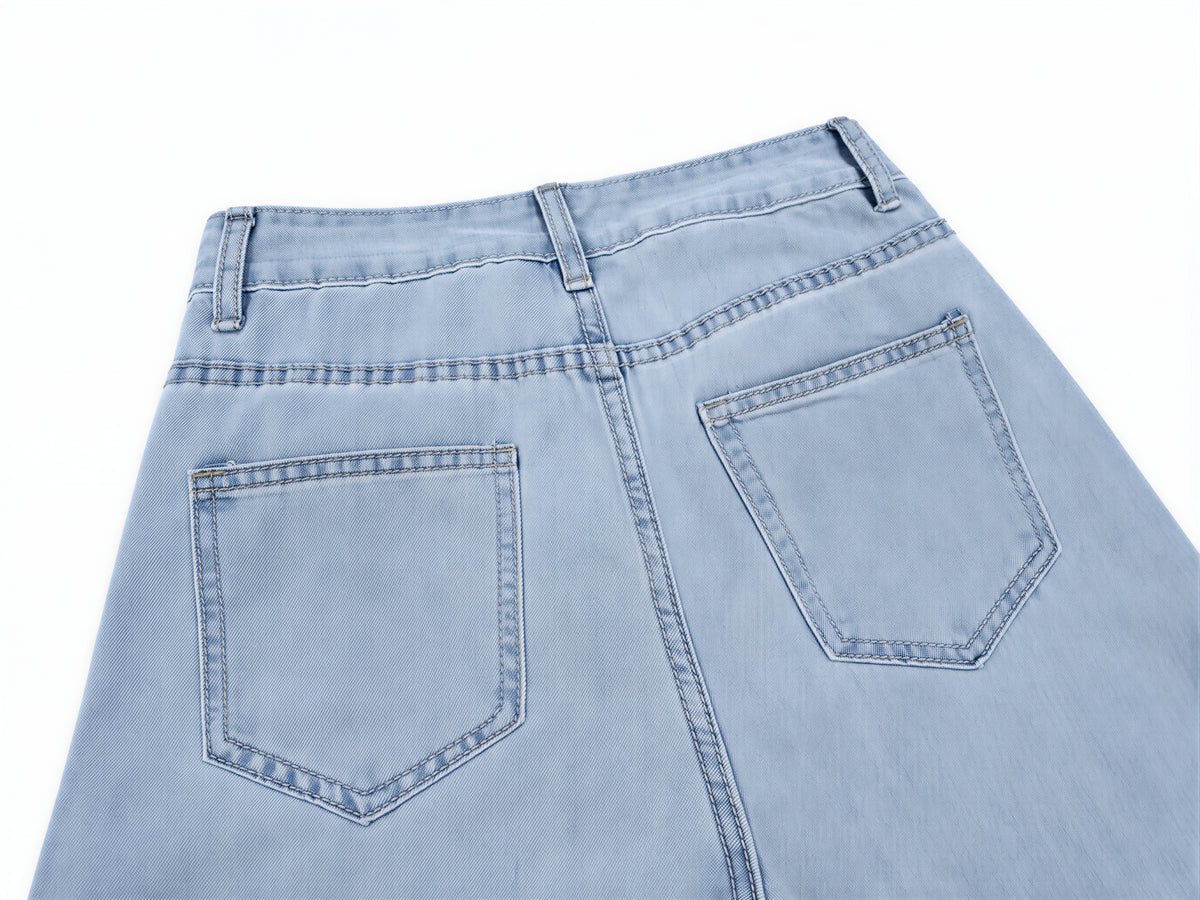 「秋季新品 」「2色」S-XL 高腰中線寬褲牛仔褲