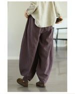 「兩色」「秋季新品 」M-2XL 鬆緊高腰寬鬆燈籠休閒褲