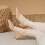 極簡淺口 穩定粗跟 淺口尖頭粗跟單鞋