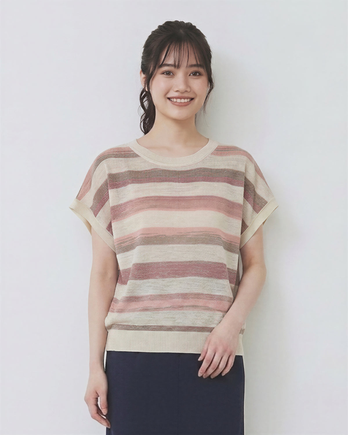 「兩色」M-XL 柔軟舒適橫條紋 | 落肩寬鬆針織衫