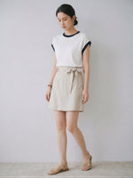 撞色包邊寬鬆無袖針織上衣