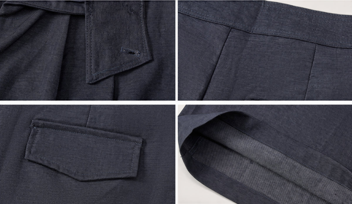 「秋季新品 」S-XL 深藍色高腰垂墜感不對稱寬褲