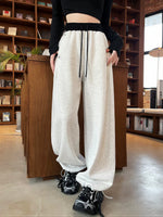 「多色」「秋季新品 」S-2XL 高腰抽繩寬褲衛褲