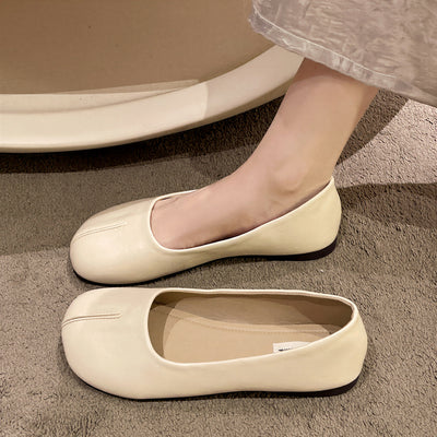 方圓鞋頭 立體中縫 柔軟鞋面女款平底鞋