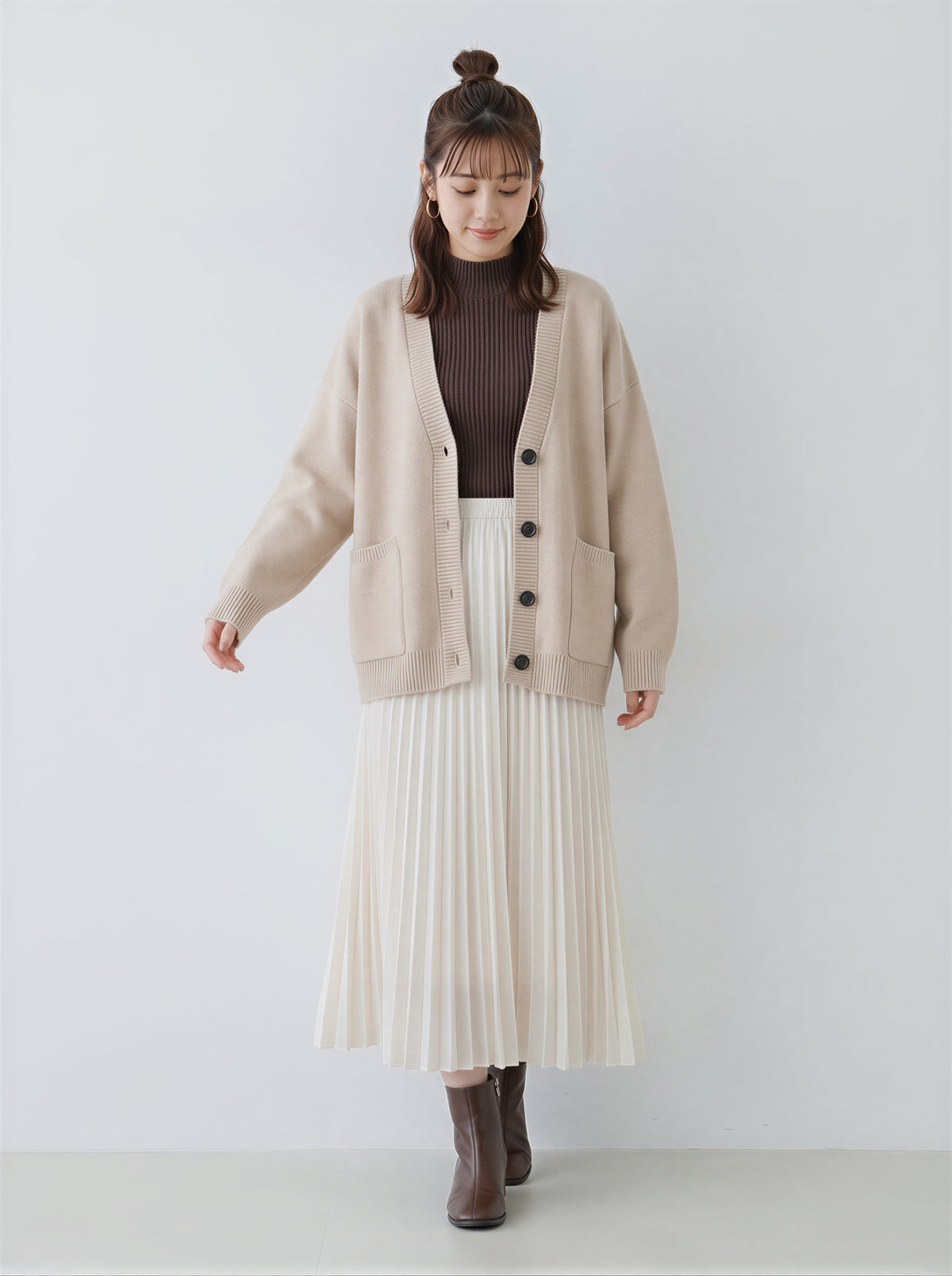 「秋季新品 」「3色」寬鬆落肩大口袋針織開襟衫
