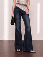 「秋季新品 」「3色」S-XL 高腰微喇拖地牛仔褲
