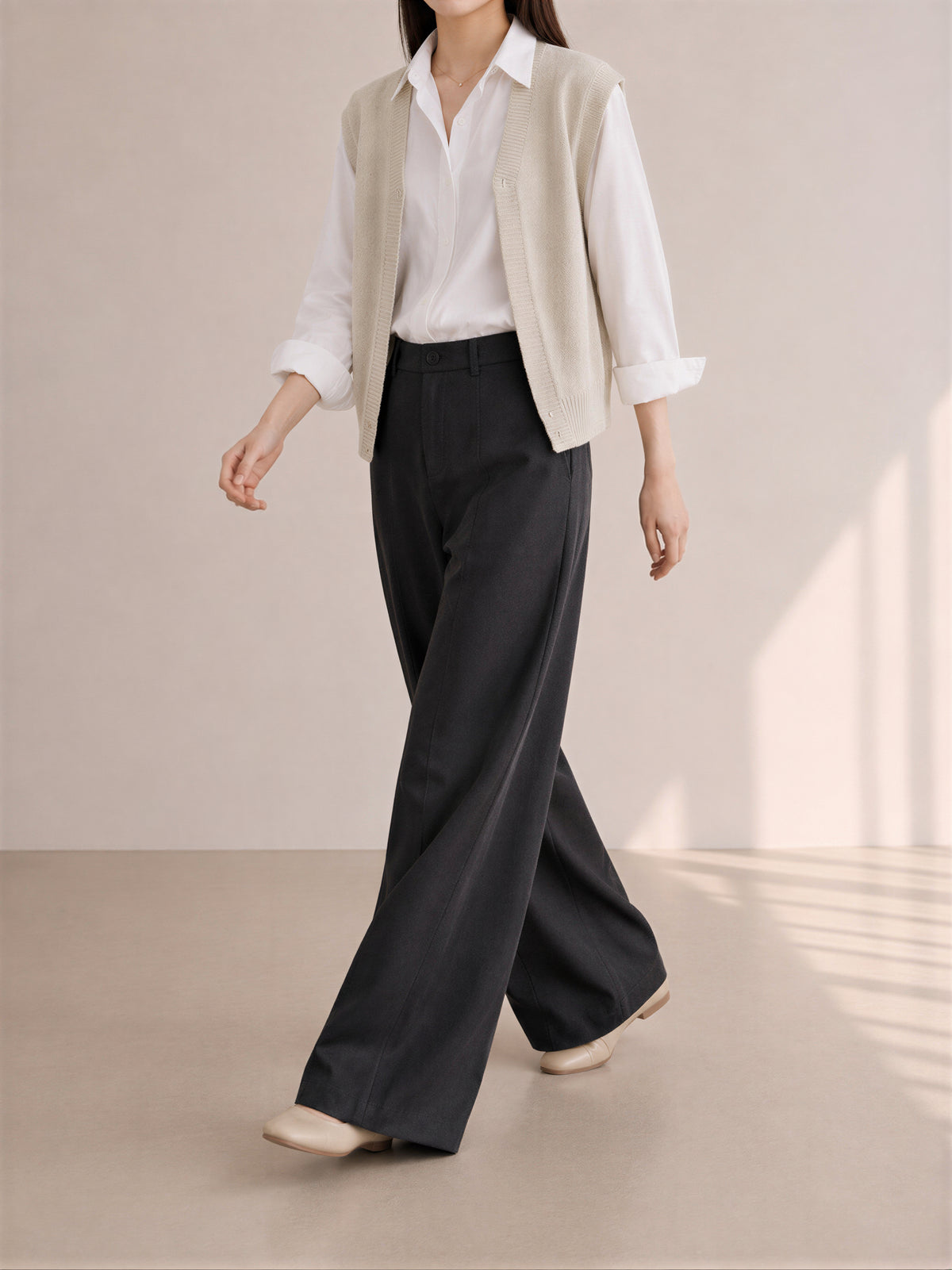 「秋季新品 」「4色」S-XL 高腰垂墜拖地寬褲