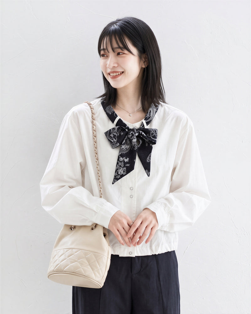 「秋季新品 」「多色」復古綁帶收腰襯衫