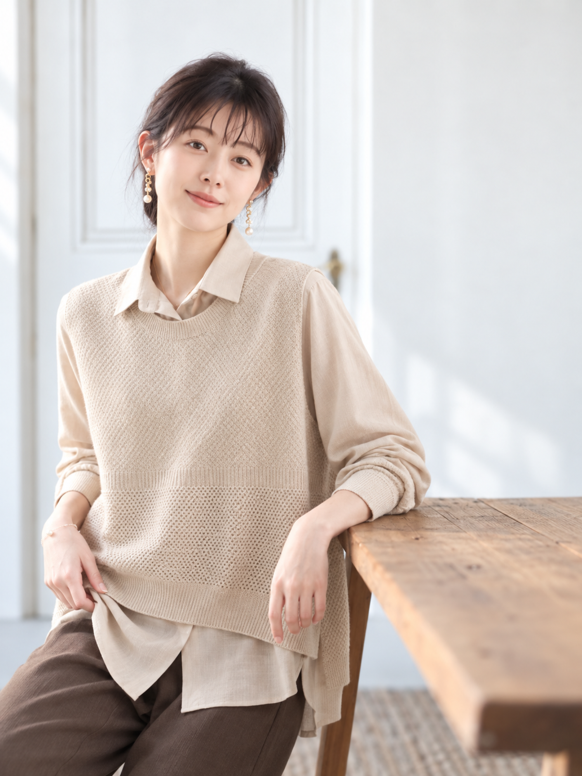 「秋季新品 」「多色」針織馬甲背心假兩件襯衫