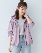 「秋季新品 」 S-XL 淺紫色 連帽抽繩寬鬆風衣