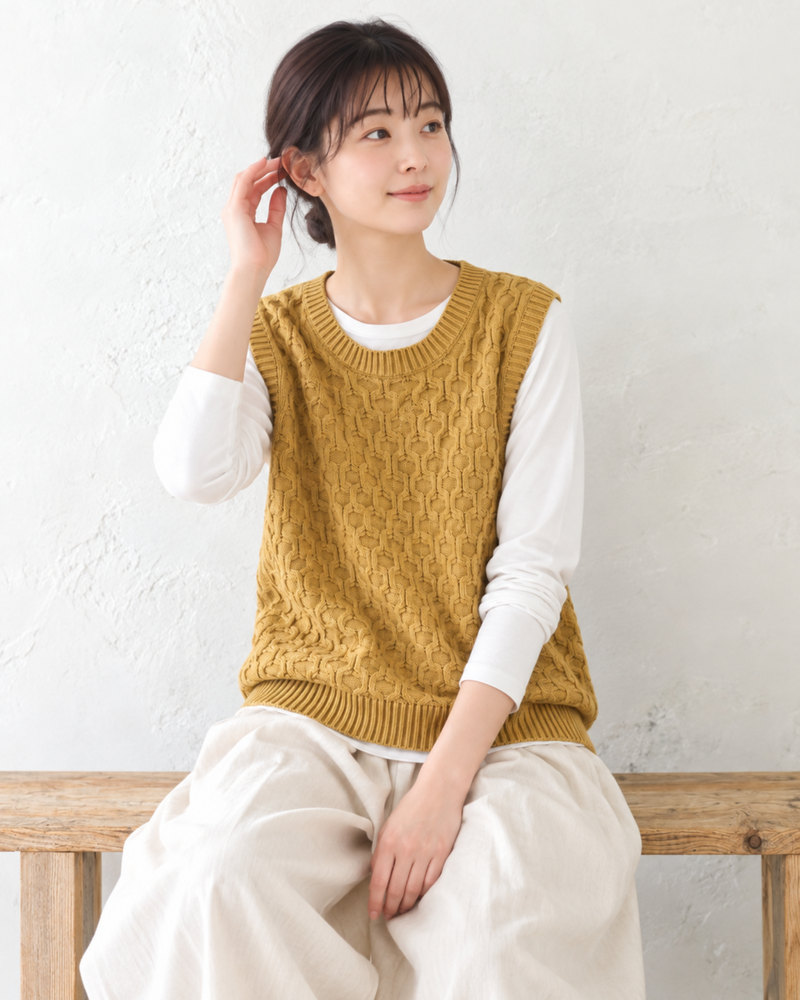 「秋季新品 」「兩色」提花肌理寬鬆背心