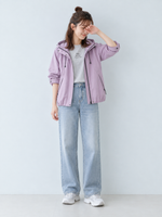 「秋季新品 」 S-XL 淺紫色 連帽抽繩寬鬆風衣