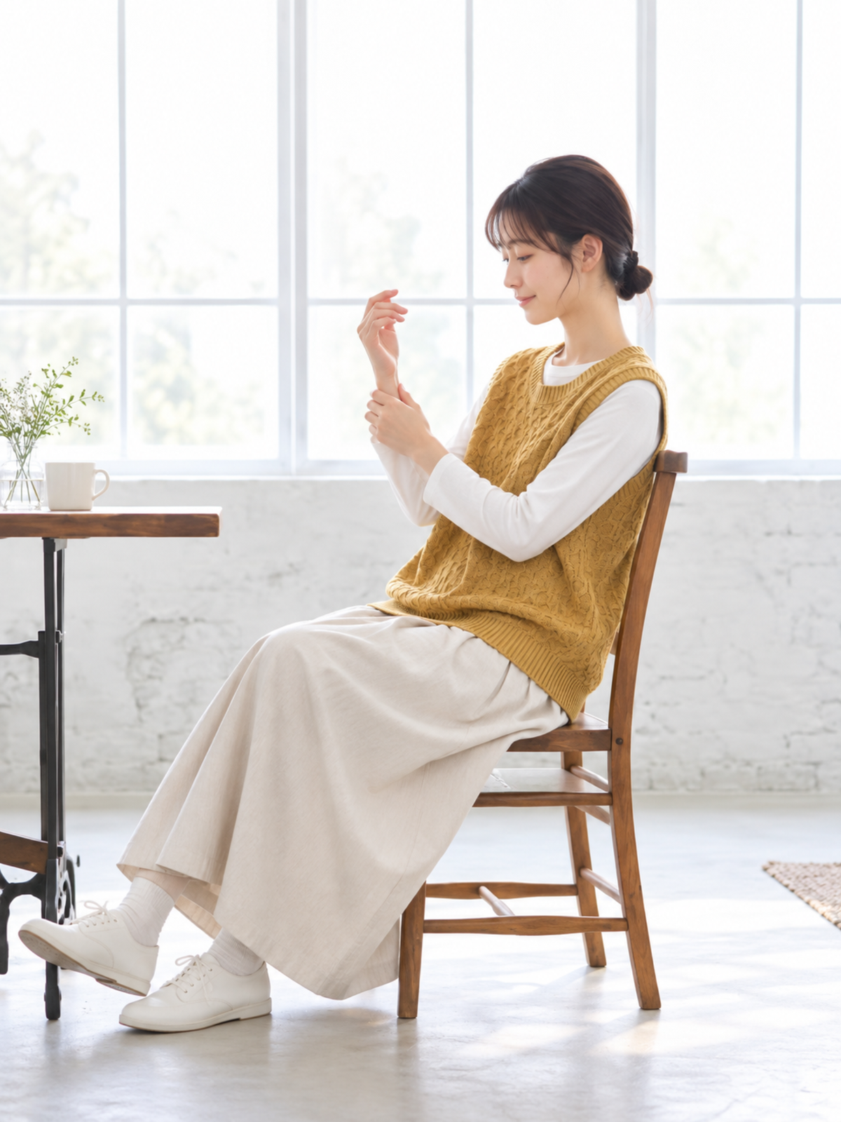 「秋季新品 」「兩色」提花肌理寬鬆背心