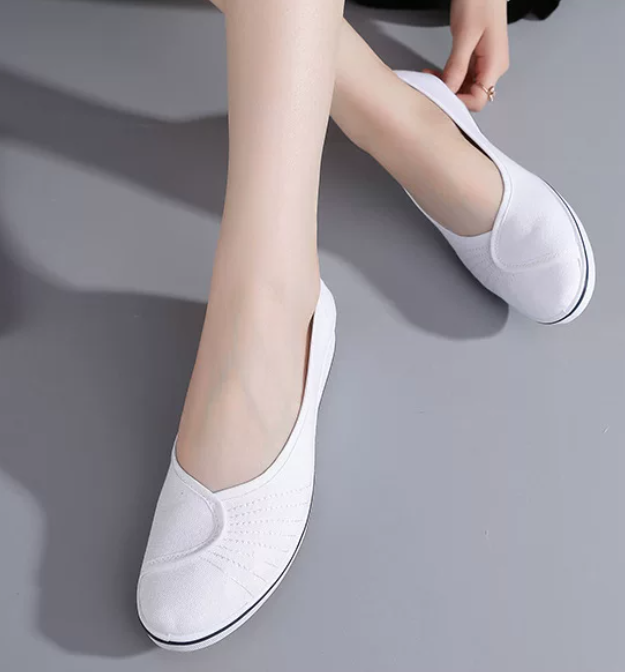 簡約車線 輕便坡跟4cm | 帆布防滑透氣鞋女式單鞋