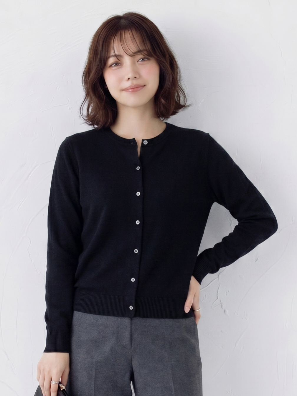 「多色」S-2XL 圓領單排扣修身針織開襟衫