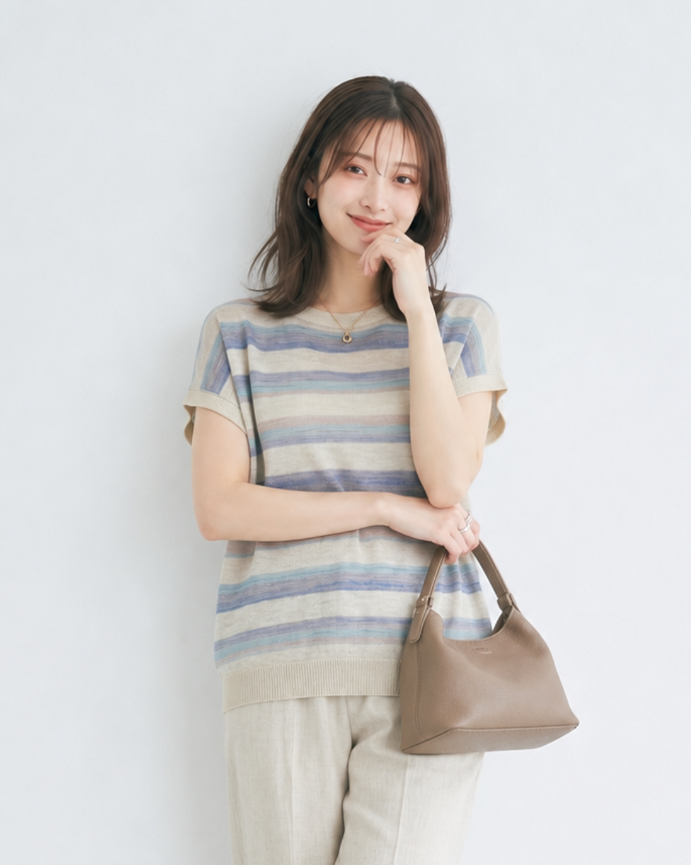 「兩色」M-XL 柔軟舒適橫條紋 | 落肩寬鬆針織衫