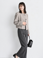 「秋季新品 」圓領立體肩線短版外套
