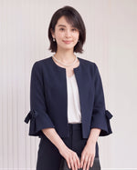 「秋季新品 」「3色」S-2XL 圓領荷葉袖綁帶西裝外套