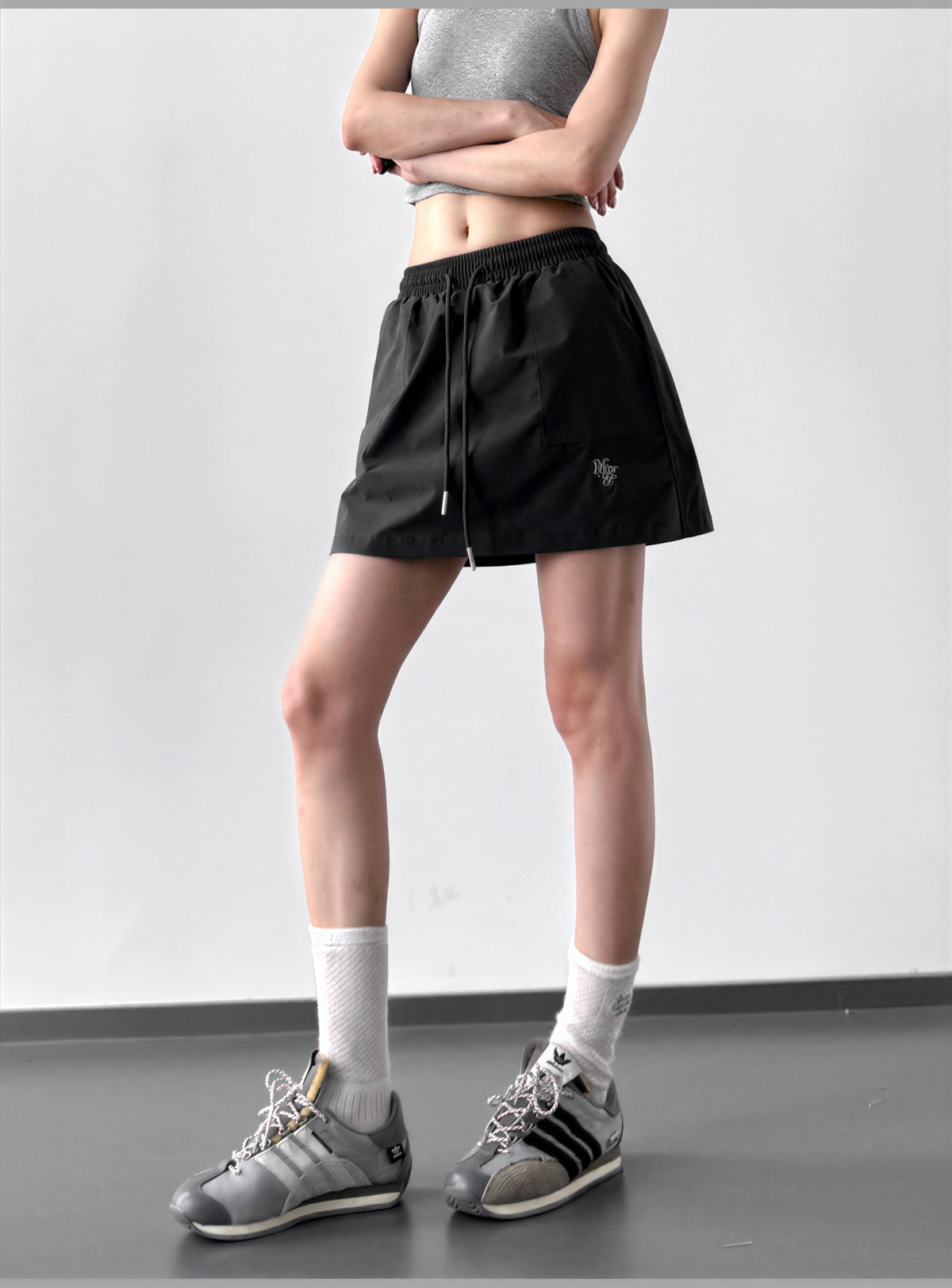 S-XL 鬆緊抽繩A字短裙