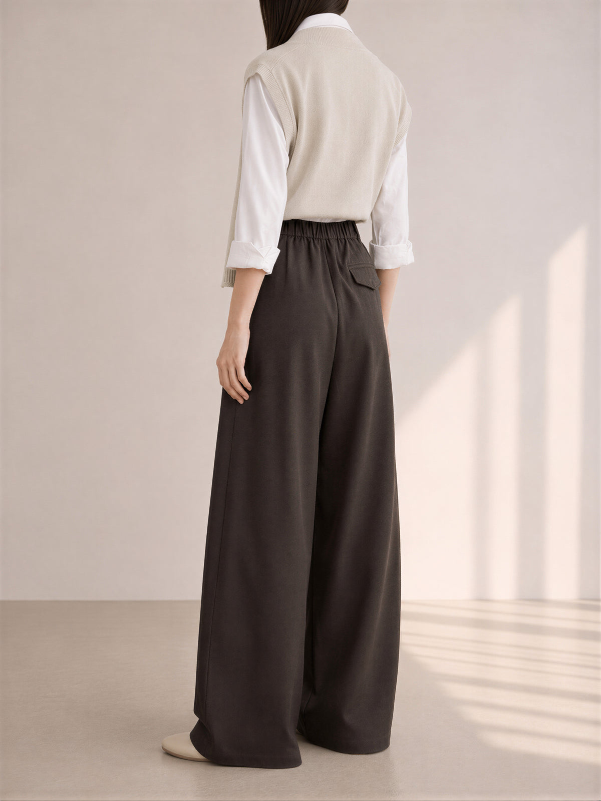 「秋季新品 」「4色」S-XL 高腰垂墜拖地寬褲