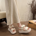 立體蝴蝶結 魔鬼氈厚底涼鞋
