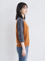 「秋季新品 」「3色」撞色插肩袖條紋針織衫