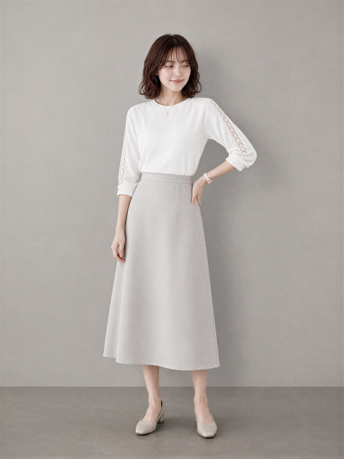 S-3XL 「秋季新品 」立體直紋 | 蕾絲拼接長袖T恤