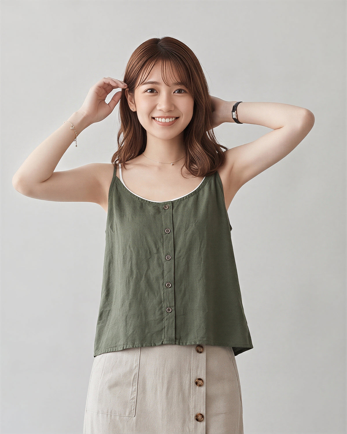 M-3XL 清涼夏日 | 細肩帶排釦寬鬆吊帶背心