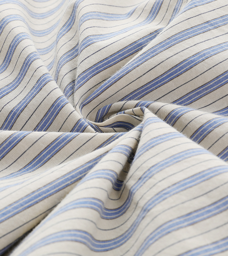 「秋季新品 」 M-XL 純棉甄選 | 條紋拼接燈籠袖襯衫
