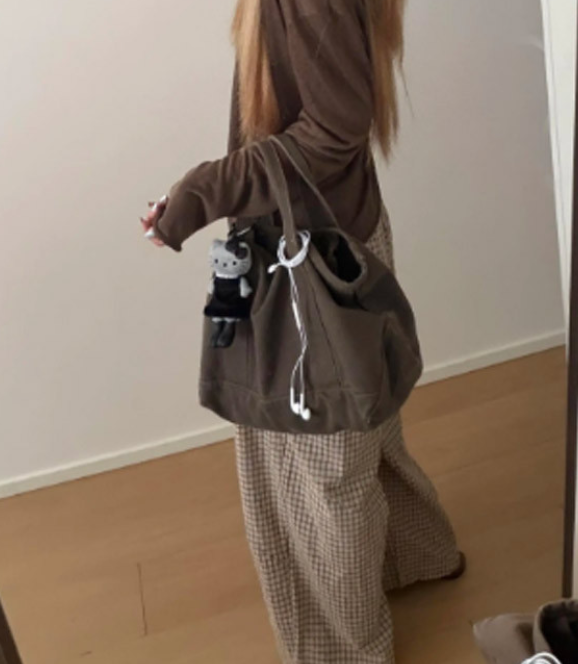 「秋季新品 」「4色」S-XL 寬鬆闊腿格紋運動褲