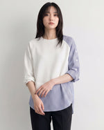 「兩色」「秋季新品 」 S-2XL 拼接條紋寬鬆衛衣