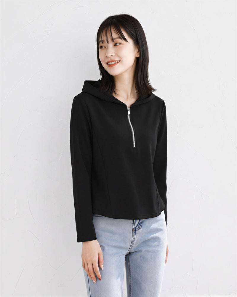 「秋季新品 」「多色」半拉鍊連帽修身衛衣