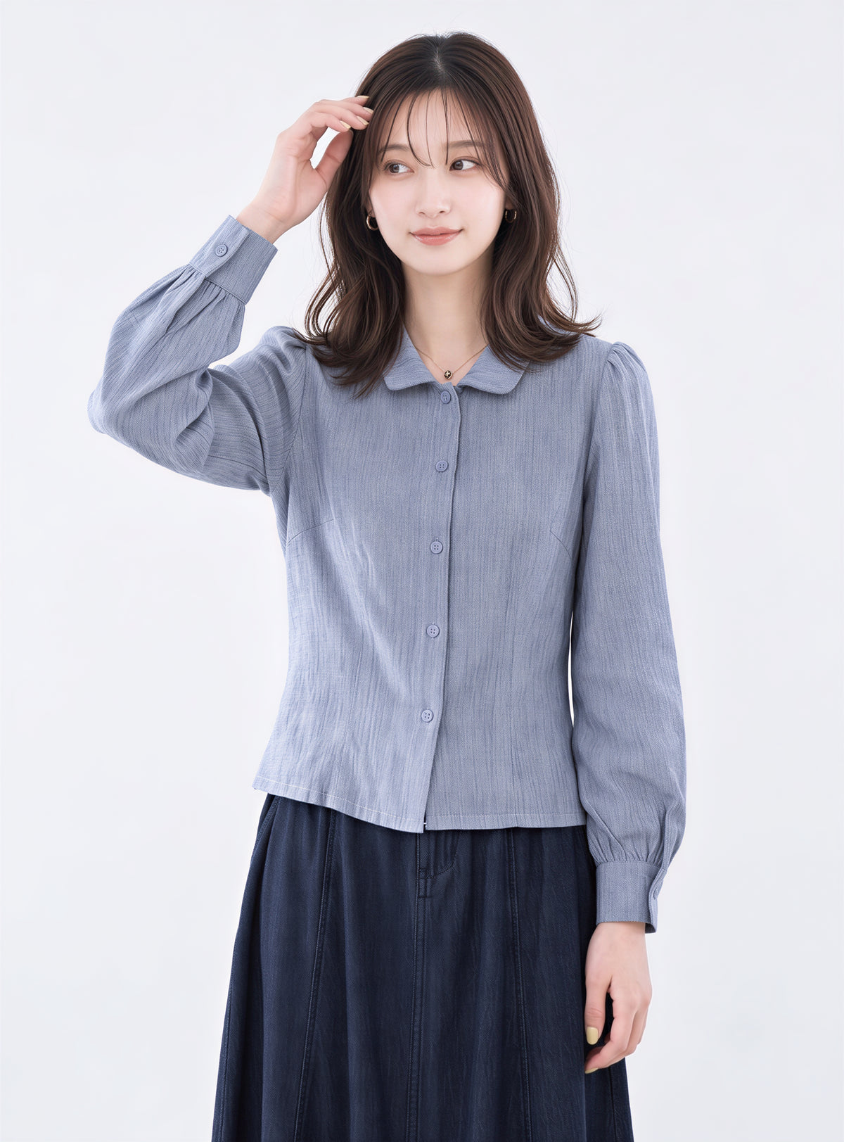 「秋季新品 」「3色」收腰短版泡袖襯衫