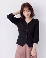 「秋季新品 」 S-XL V領收腰不規則下襬襯衫