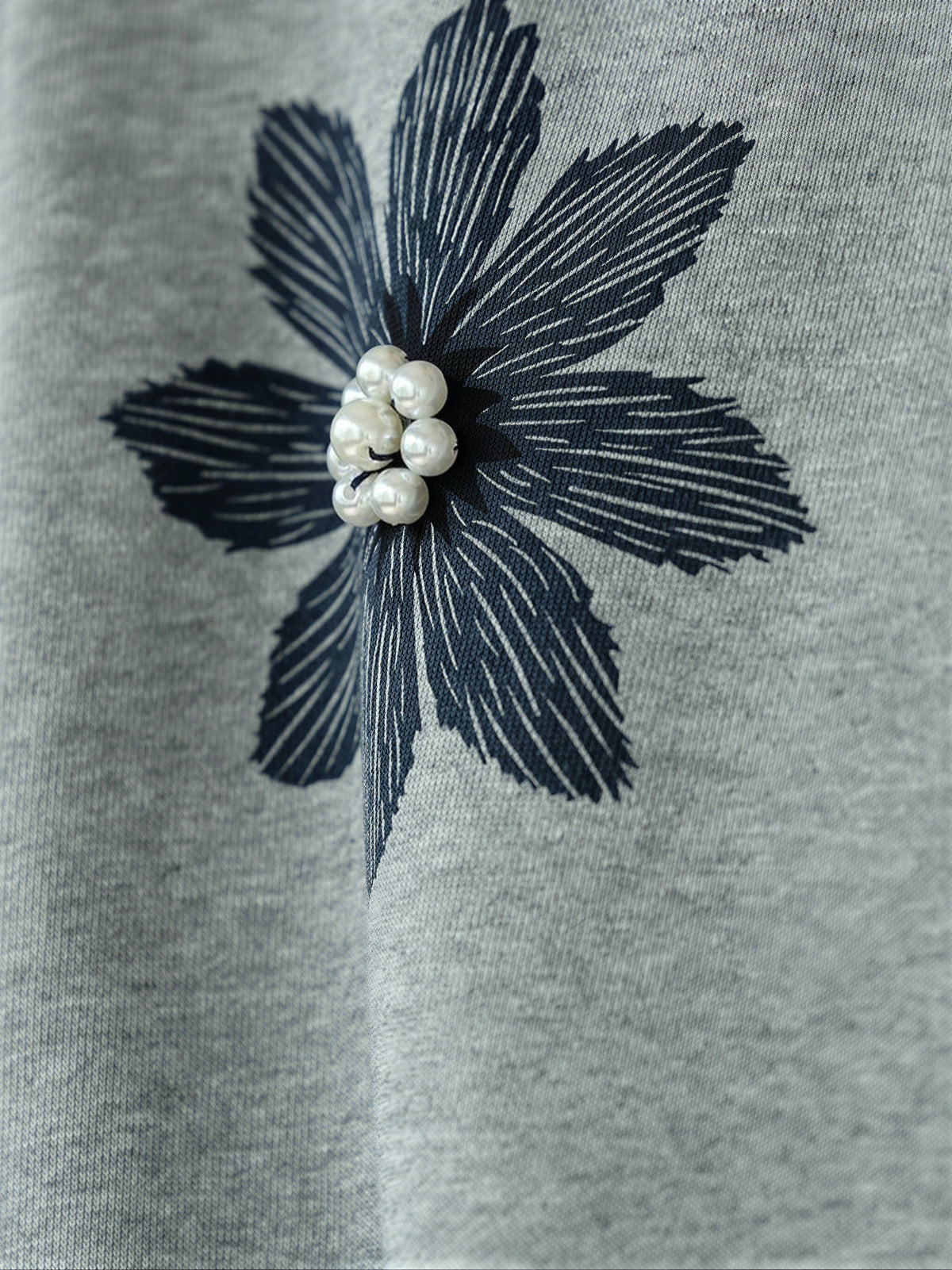 「秋季新品 」S-3XL 立體花朵寬鬆灰色衛衣