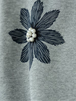 「秋季新品 」S-3XL 立體花朵寬鬆灰色衛衣