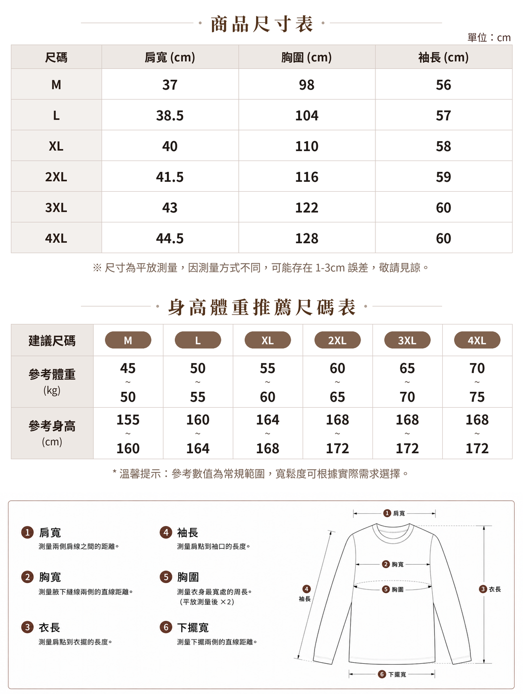 M-4XL 淺粉色荷葉疊層抓褶袖襯衫 size chart 1