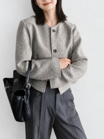 「秋季新品 」圓領立體肩線短版外套