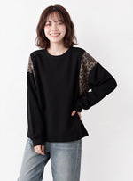 「秋季新品 」拼接豹紋寬鬆衛衣