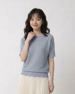 「3色」S-XL 寬鬆落肩羅紋針織衫