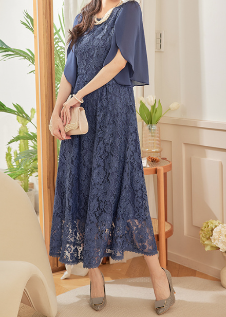 「秋季新品 」「3色」S-2XL 品質披肩袖收腰 | 蕾絲洋裝