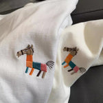 簡約圓領小馬刺繡T恤