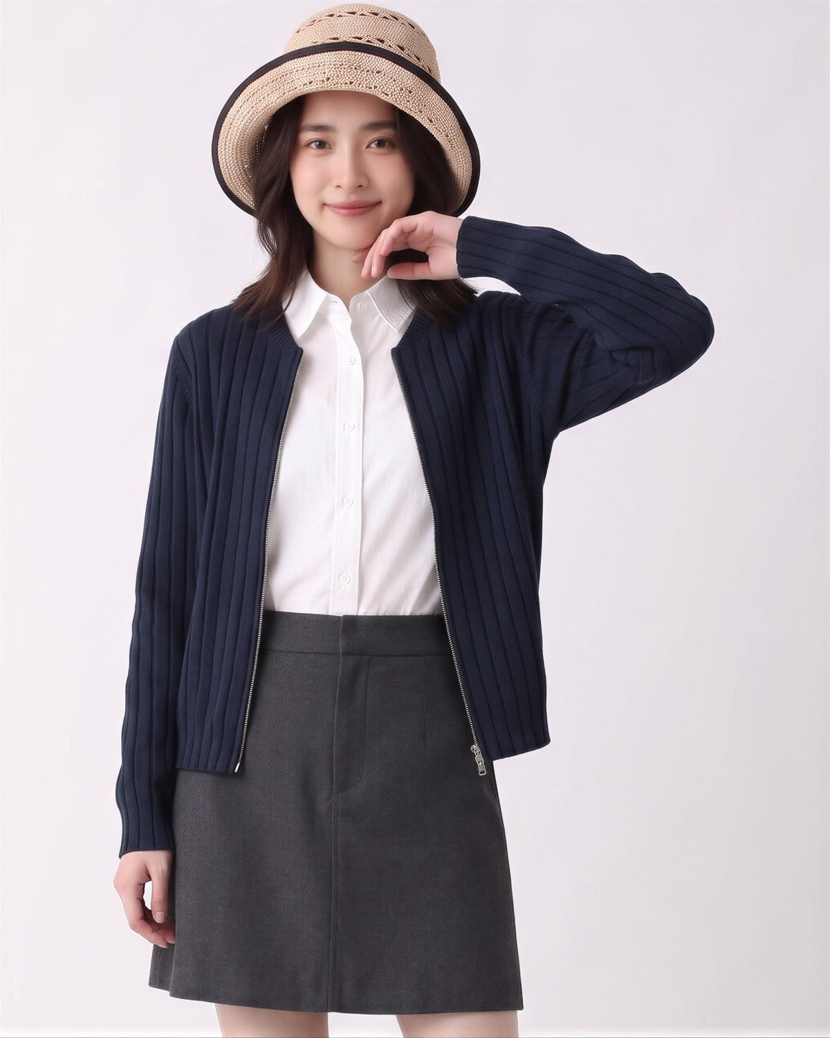 「秋季新品 」「兩色」S-2XL 直條紋修身短版針織開衫